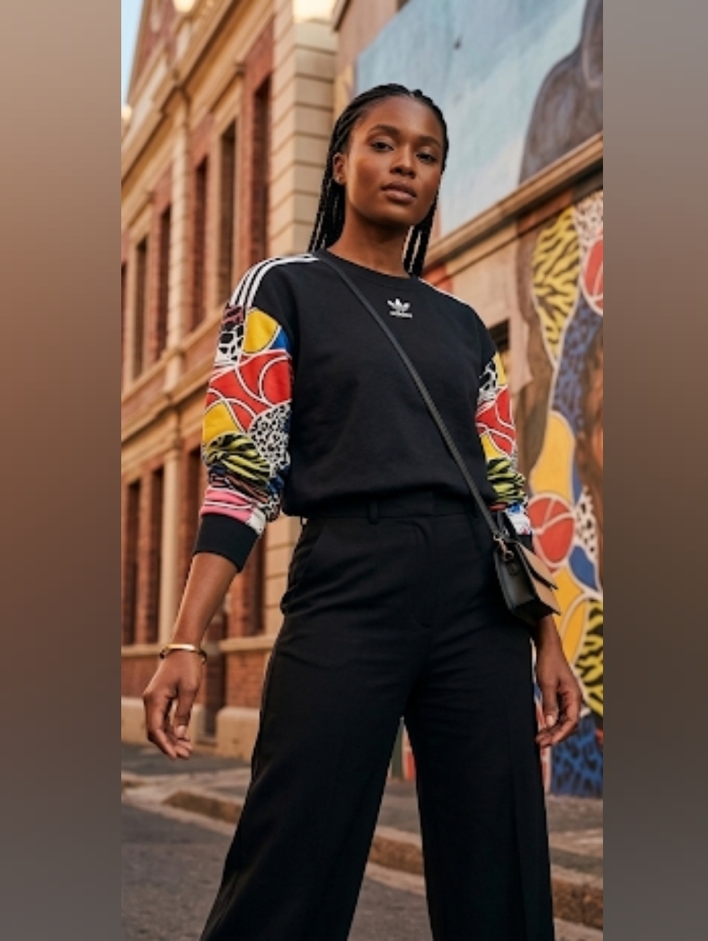 Adidas Original X Rich Minsi Sweatshirt Black Graphic Mix Print Sleeves Size XS